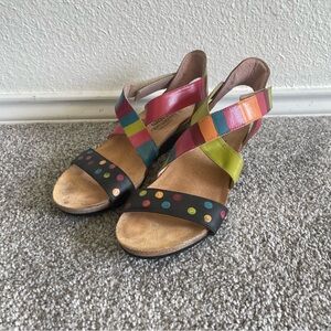 Naot Sandals Vixen Summer Wedge Womens Size 8/ 39 Handpanted Colorful Cork Heel
